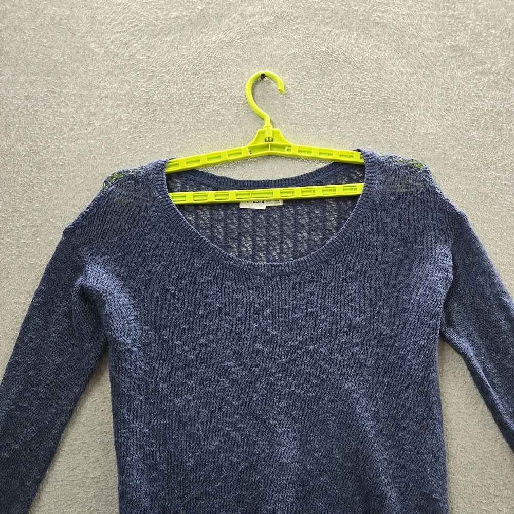 Abercrombie & Fitch Women Sweater L Blue Long Sleeve Open Knit Fairy Grunge